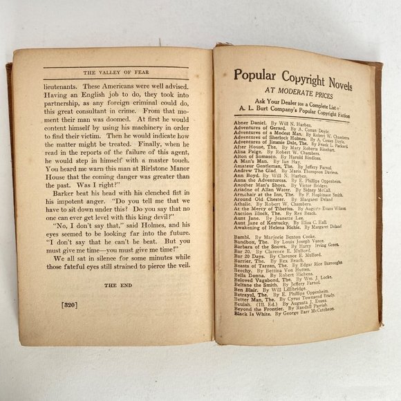 c1920 Sherlock Holmes Valley of Fear A Conan Doyle Hardbound Book Pub A.L. Burt - Picture 16 of 16